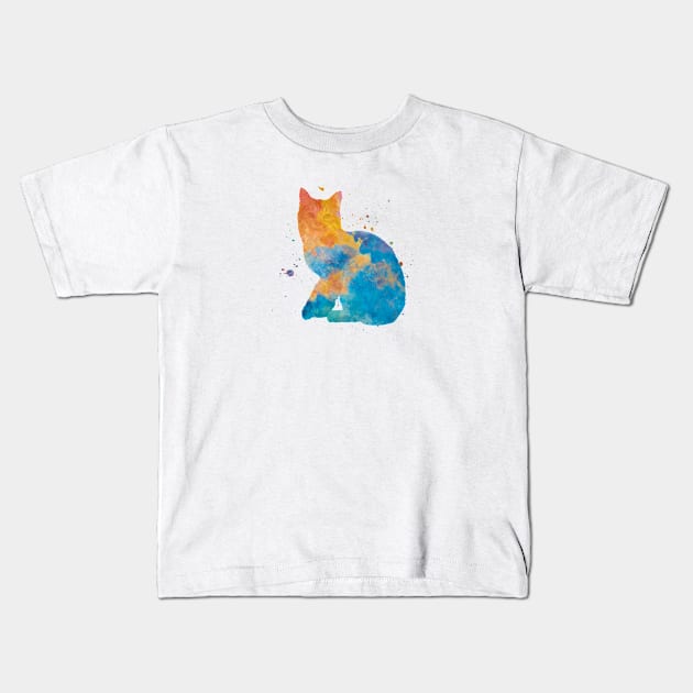 Pixie bob cat in watercolor Kids T-Shirt by PaulrommerArt